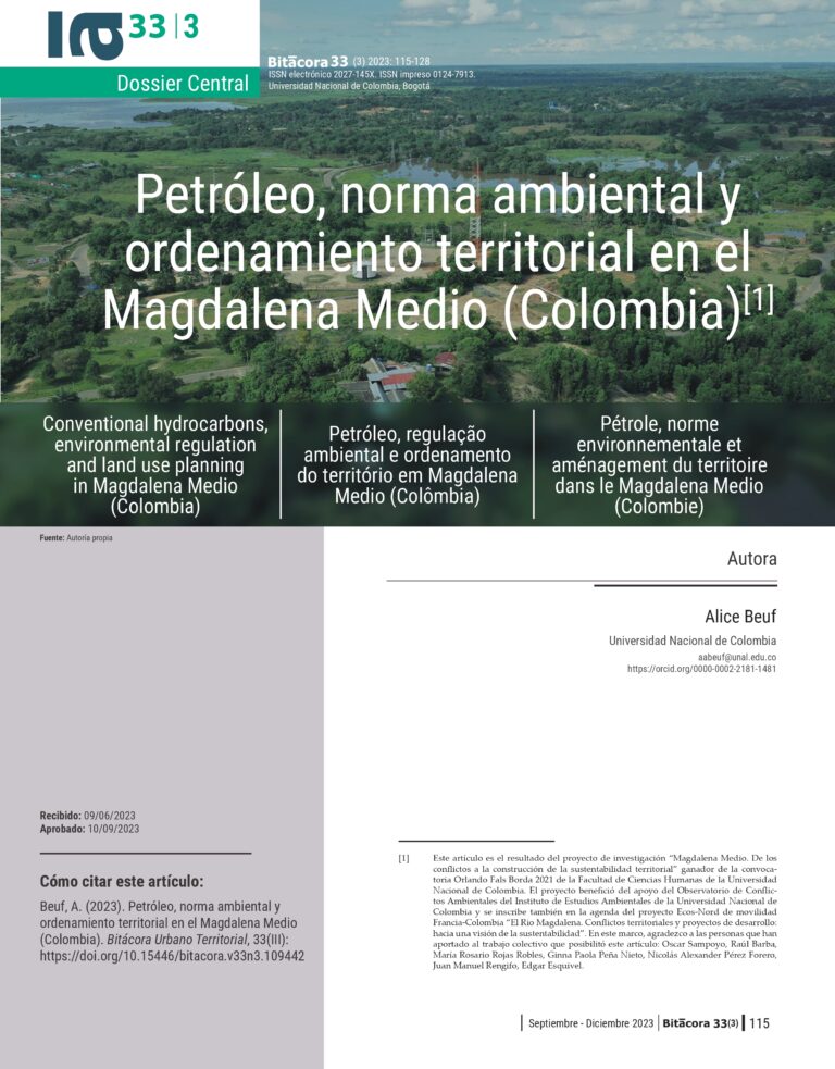 Petróleo, norma ambiental y ordenamiento territorial en el Magdalena Medio